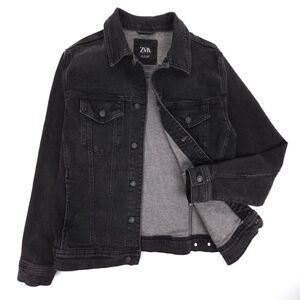 NEW Zara Man Button Down Trucker Jean Jacket Denim Shirt Shacket 90s Workwear